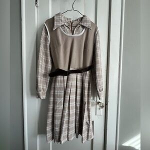 Vintage Women’s Dress 2 Piece with Belt 1970s Size 14